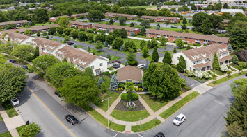 The Meadows at Lehigh Aerial view of apartments and townhomes leasing office in Bethlehem, PA – Meadows at Lehigh