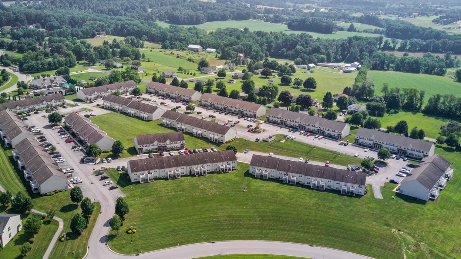 The View at Mackenzi Aerial view of garden apartments in York, PA – The View at Mackenzi
