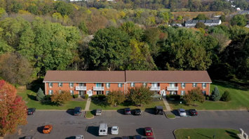 The Meadows at Lehigh Aerial view of pet-friendly 1- and 2-bedroom apartments for rent and 3-bedroom townhomes in Bethlehem, PA – The Meadows at Lehigh