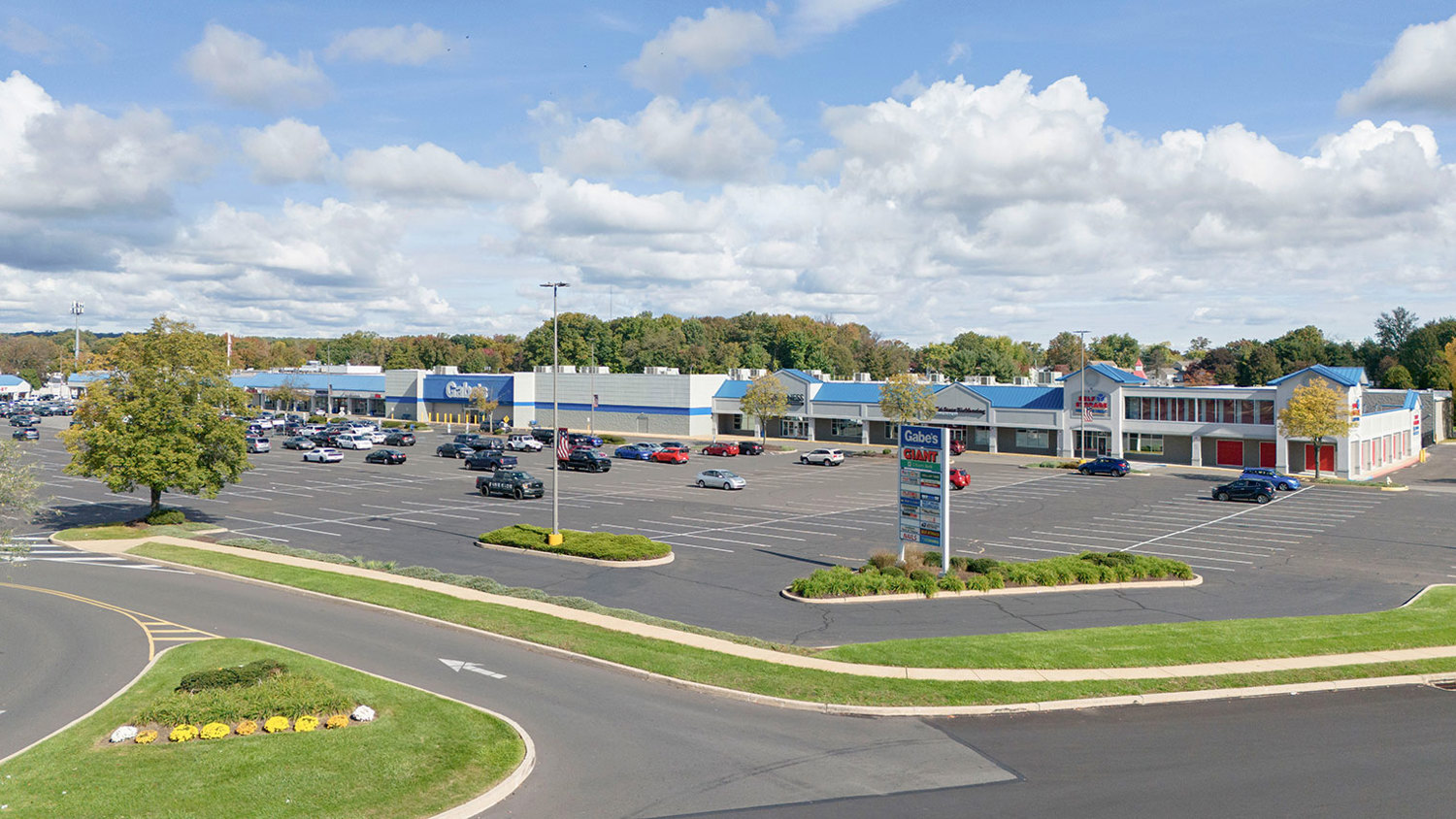Aerial view of complex with medical, office and retail space for lease in Fairless Hills, PA – Fairless Hills Towne Center