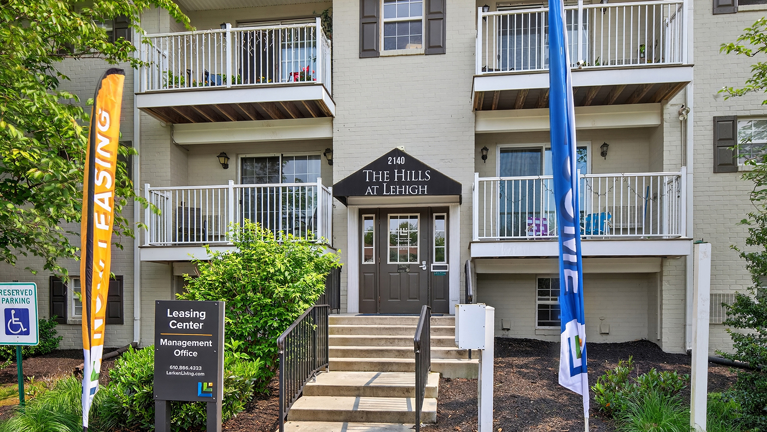 The Hills at Lehigh Exterior of leasing office in Bethlehem, PA – Hills at Lehigh