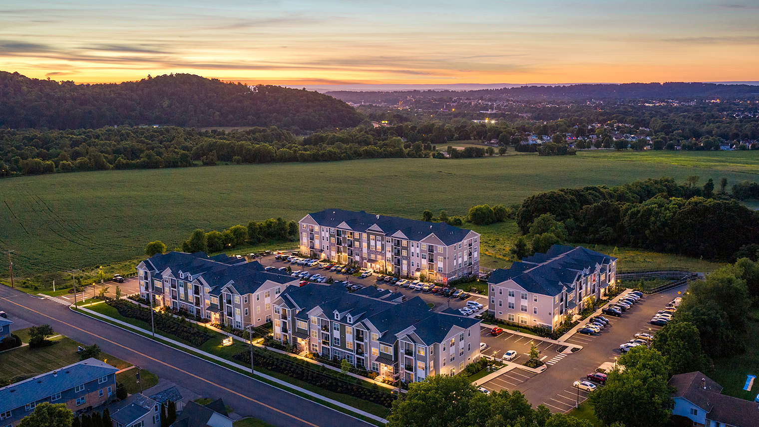 Monte View at Pohatcong Aerial view of luxury apartment rentals in Pohatcong, NJ – Monte View at Pohatcong