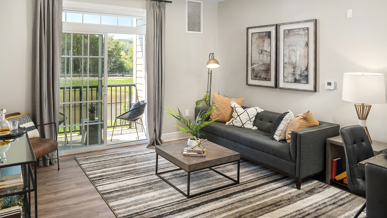The Ridge at Readington Luxury garden apartment living room and patio/balcony in Whitehouse Station, NJ – The Ridge at Readington
