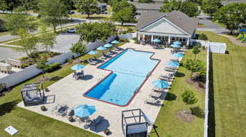 The Reserve at Copper Chase Aerial view of pool area at The Oaks and Reserve at Copper Chase in York, PA