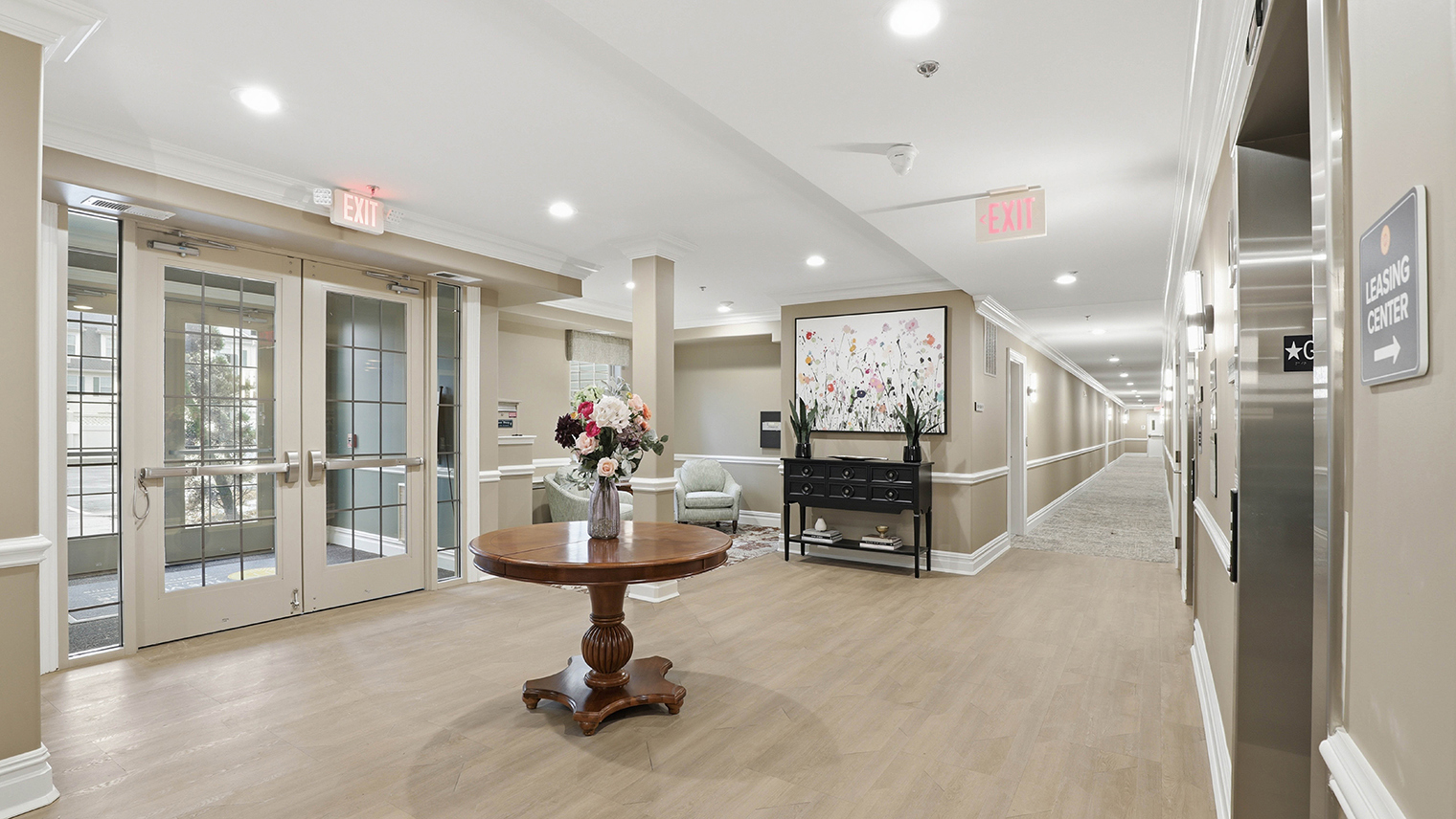 Horizons at the Village at Whitehall First floor building lobby interior – Horizons at the Village at Whitehall | 55+ Community in Lehigh County, PA